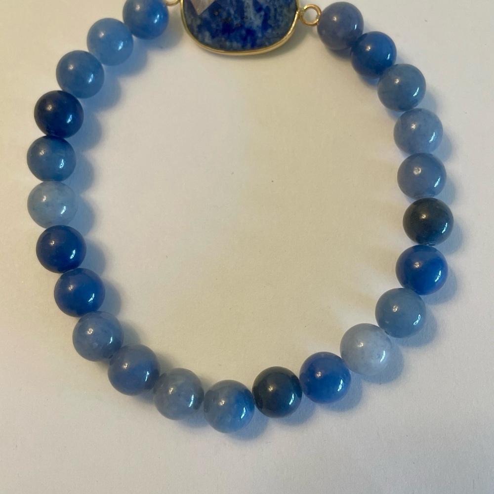 Plus Size Bracelet Lapis Lazuli 9 Inch Wrist NWT - Picture 3 of 4